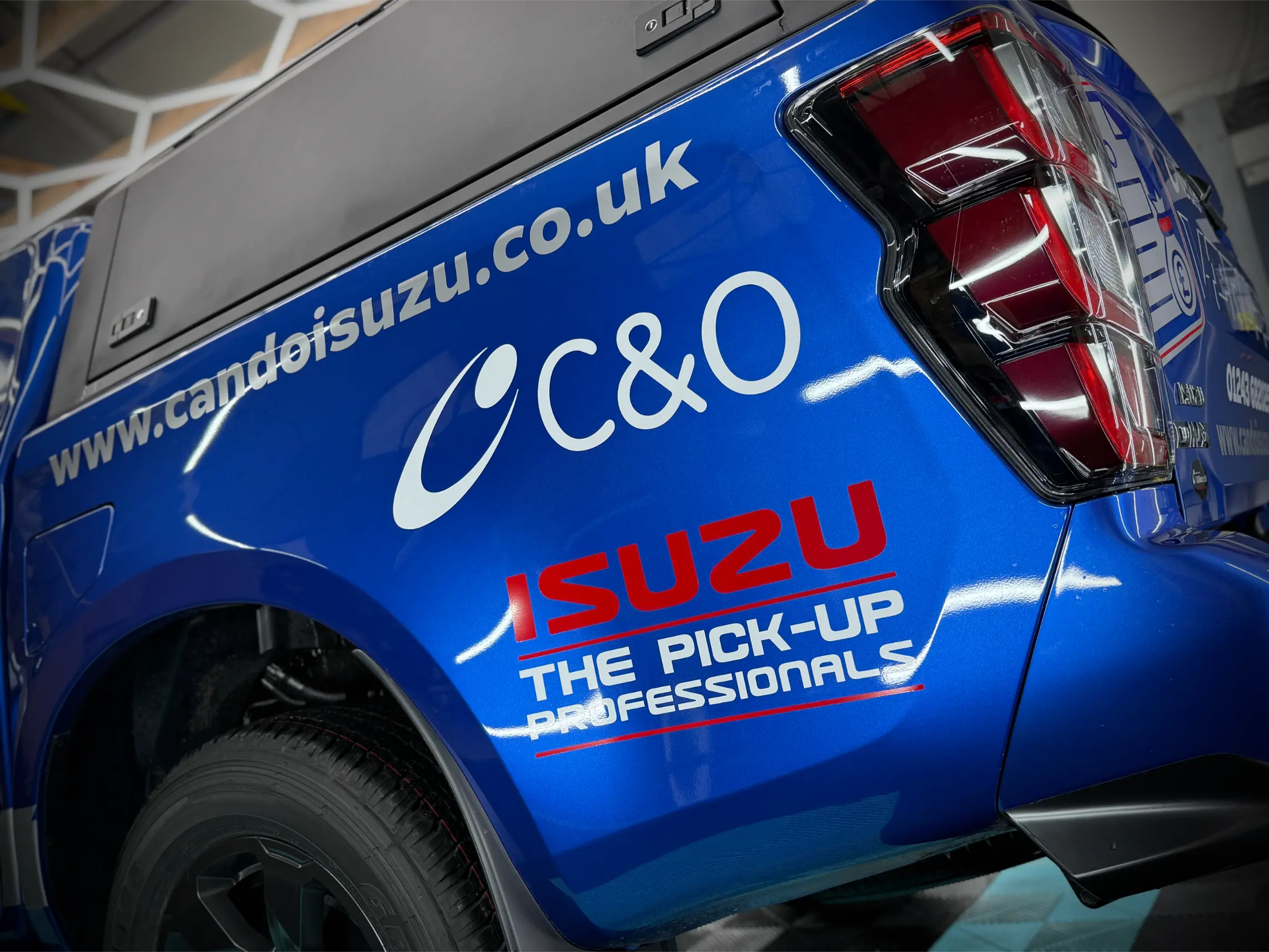 Isuzu D-Max pickup with C&O Isuzu dealership branding